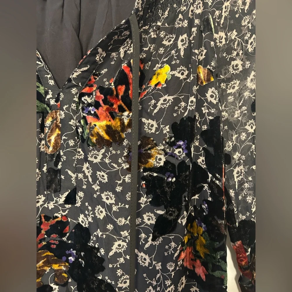 Anthropologie Daniel Rainn Velvet Bohemian Dress with Tassels Size Small - Picture 2 of 6